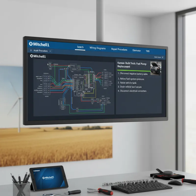 Mitchell1 ProDemand software interface showing wiring diagrams and repair procedures